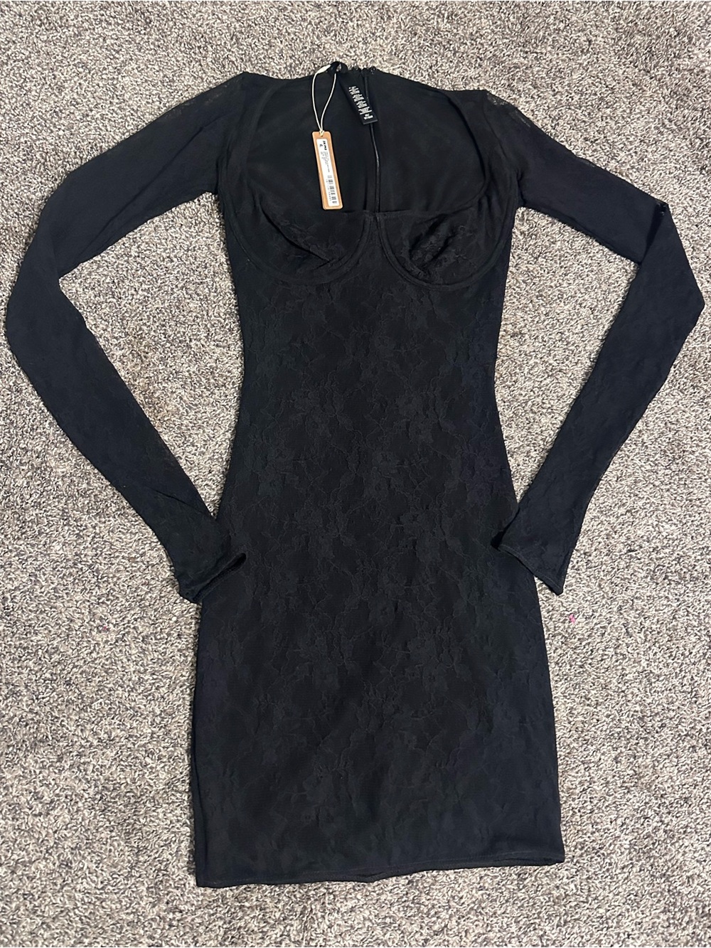 SKIMS (NWT) Long-Sleeve Black Underwire Lace Bodycon Dress